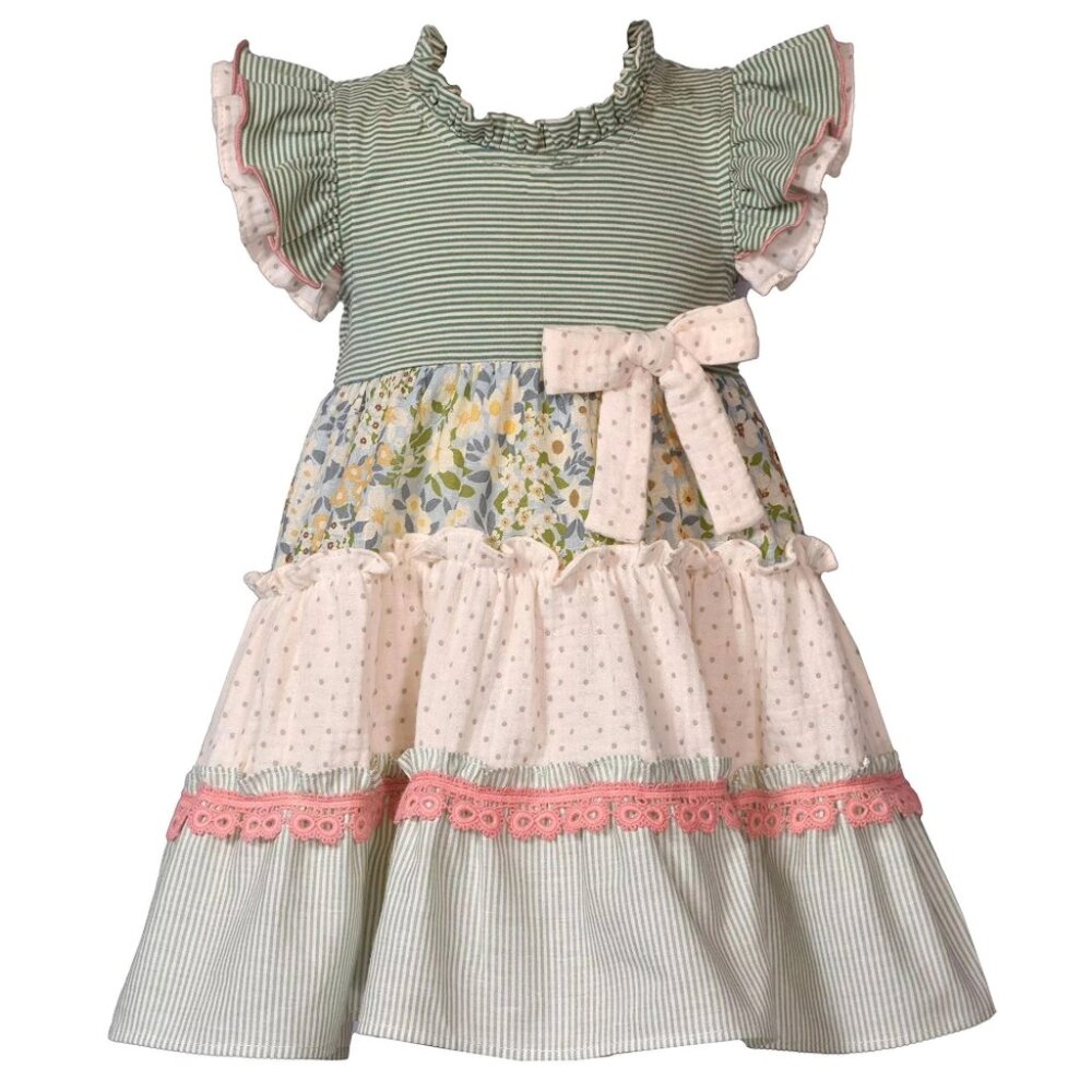 Bonnie Jean Girls 12M-6X Mixed Print Tiered Casual Dress